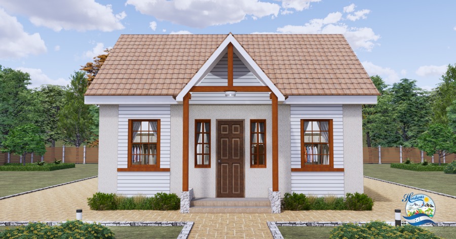 Plano de Casa Pequeña Económica 3 dormitorios 2 baños 8x8M (PROYECTO CS1P k40)