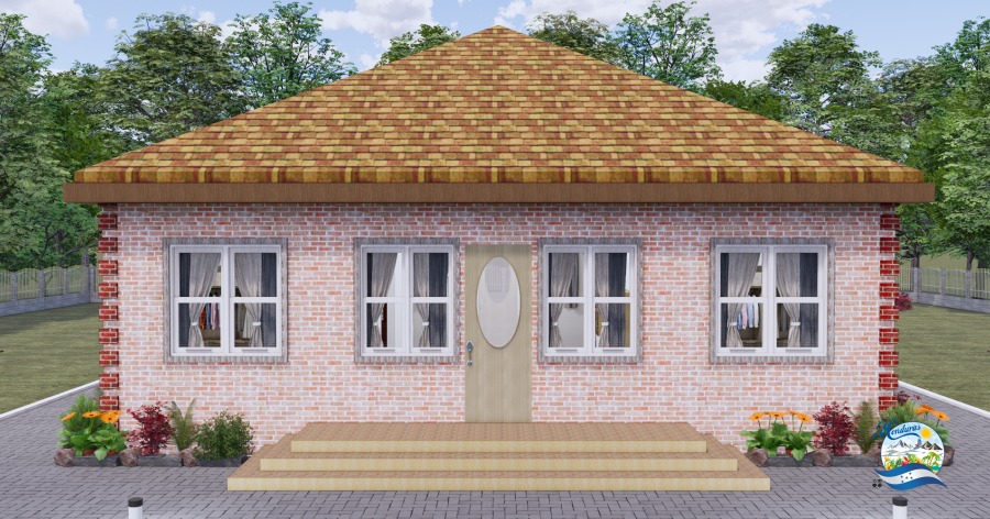 Plano de Casa Pequeña Económica 3 dormitorios 2 Baños 10x9M (PROYECTO CS1P k44)