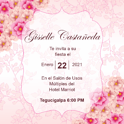 Vector gratis de 15 años de una tarjeta rosa con muchas flores