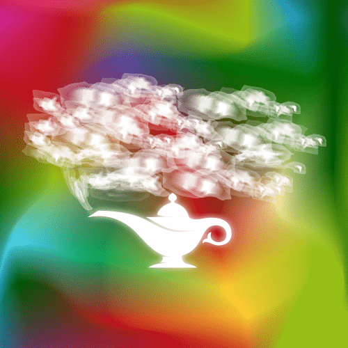 Vector gratis abstracto y colorido con una lampara magica blanca brillante