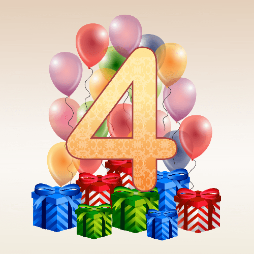 Vector gratis del numero 4 para cumpleaños
