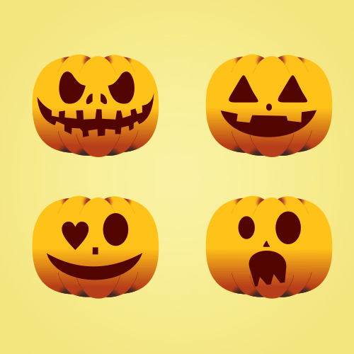 Vector gratis de 4 calabazas para halloween