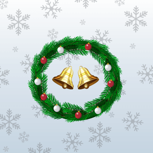 Vector gratis de Dos campanas de navidad En medio de un Circulo de Hojas de Pino 4