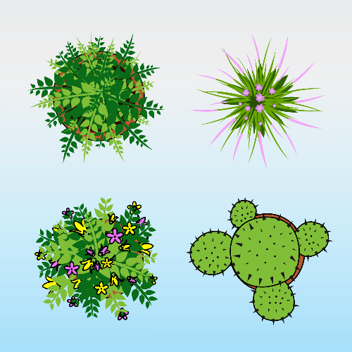 Vector gratis de 4 plantas vistas desde arriba para planos de arquitectura 3