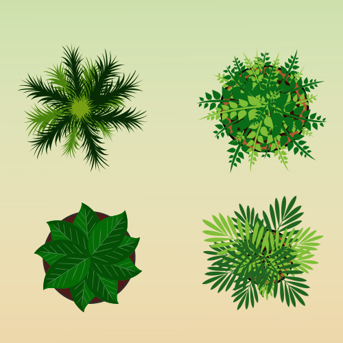 Vector gratis de 4 plantas vistas desde arriba para planos de arquitectura 4