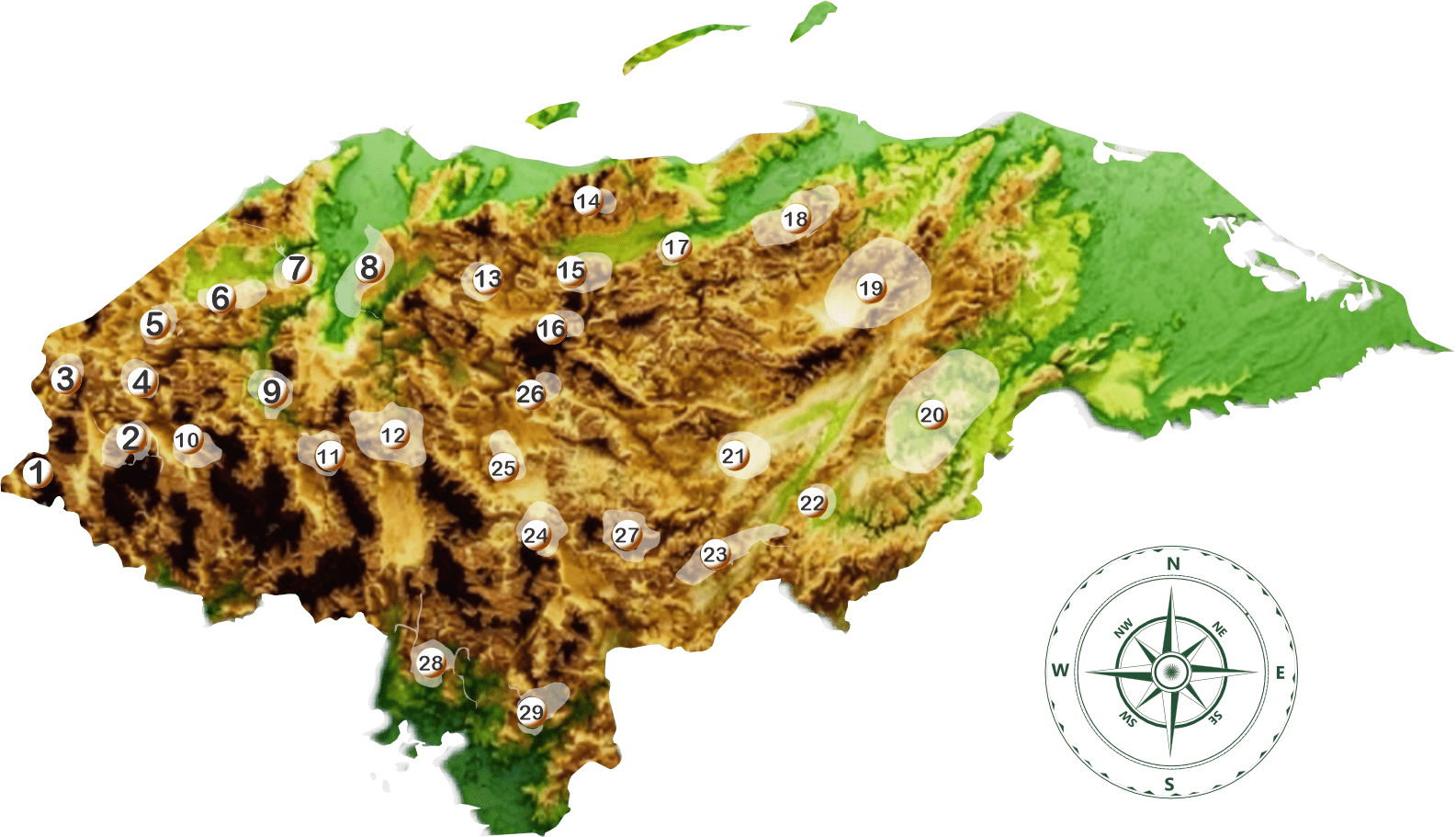 El Relieve Honduras mapa min